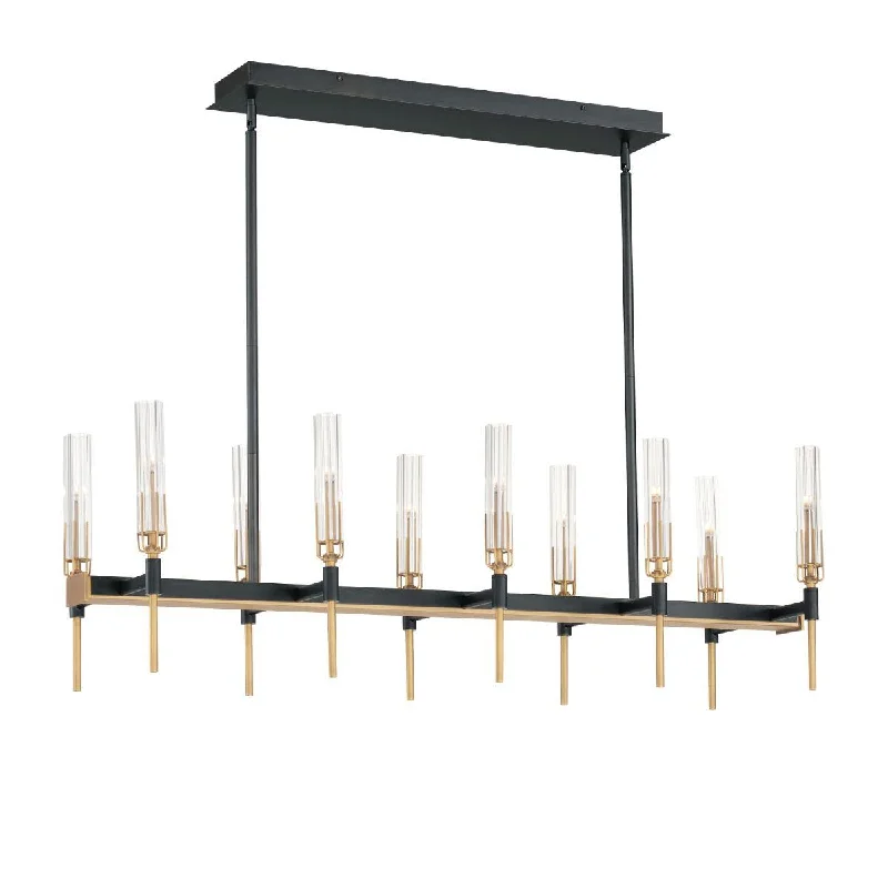 Industrial Lighting for Food Processing FactoriesFlambeau 45 in. 10 Lights LED Chandelier Black & Antique Brass Finish