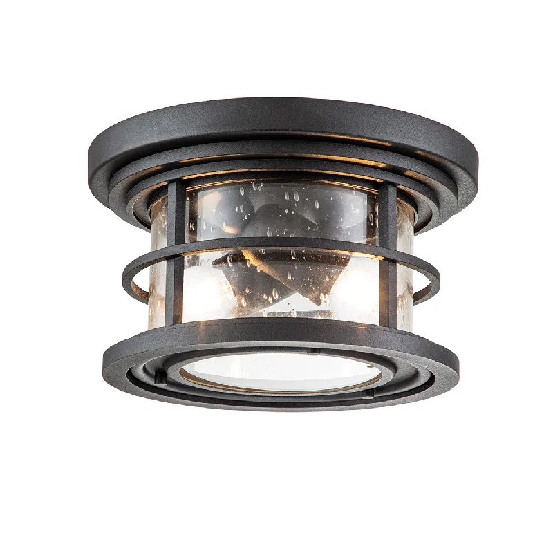 Wireless track lighting for easy installationLighthouse 2Lt Flush Mount – Textured Black Finish