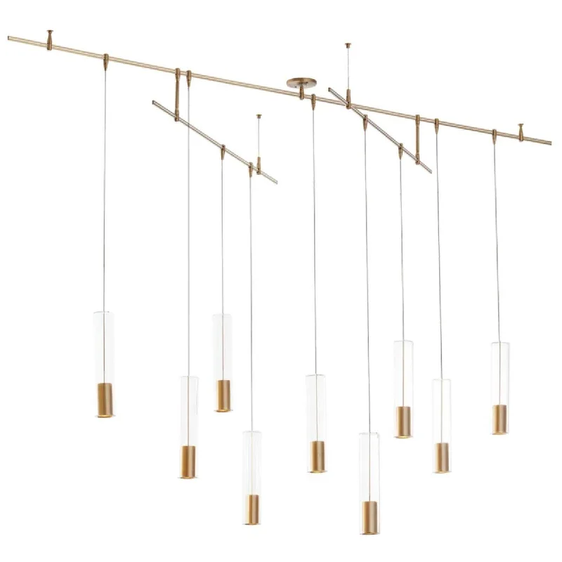 Low - Bay Industrial Lighting Fixtures for Small FactoriesCaptra 96 in. 9 Lights Remote LED Chandelier Brass finish Low - Bay Industrial Lighting Fixtures for Small FactoriesCaptra 96 in. 9 Lights Remote LED Chandelier Brass finish