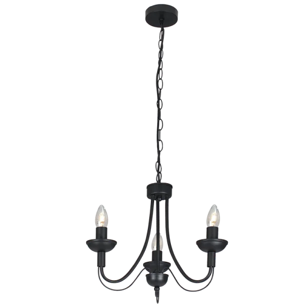 Chandeliers with Metal Frames in Black FinishChandeliers with Metal Frames in Black Finish3 Light Simple Black Chandelier