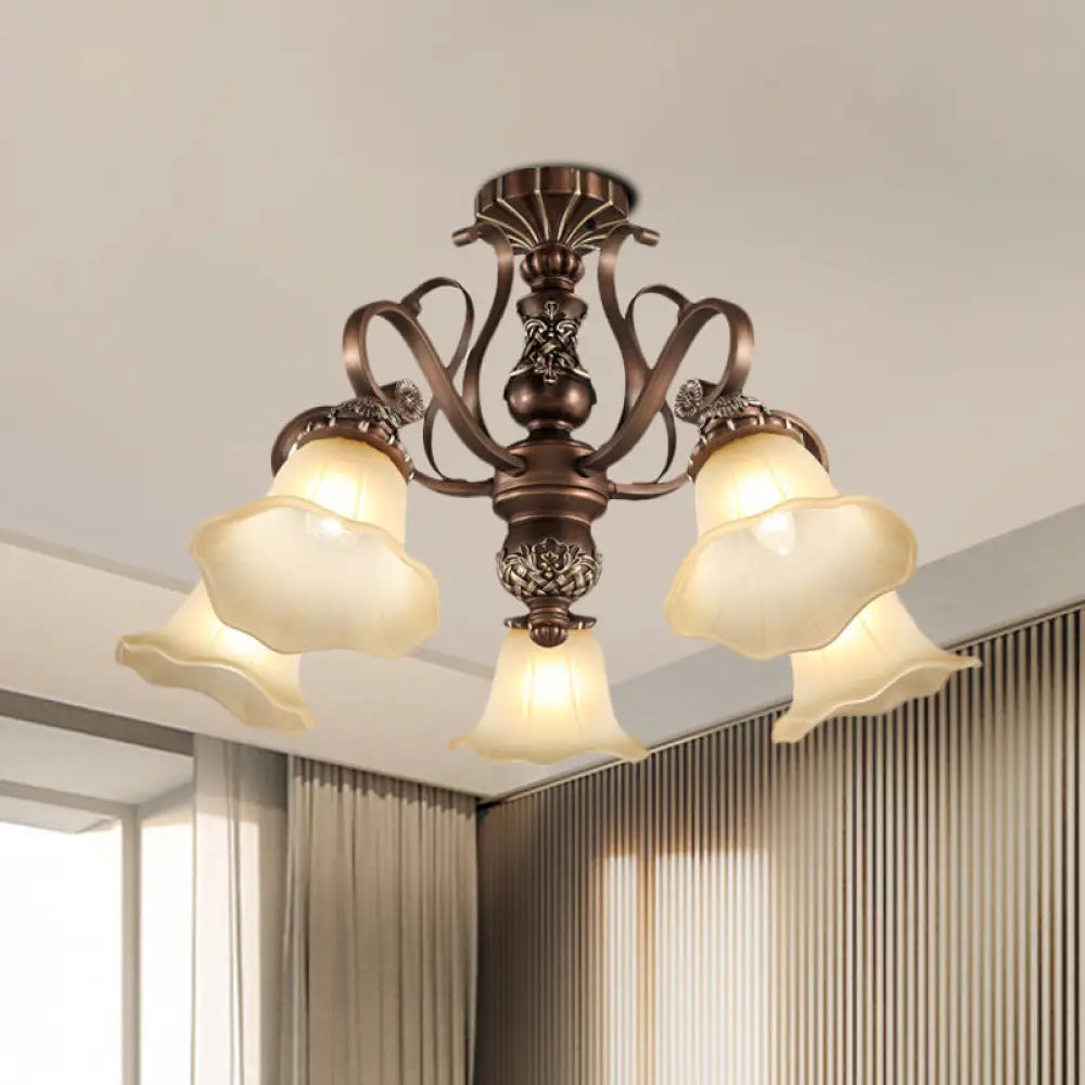 Incandescent Chandeliers for a Warm and Traditional GlowIncandescent Chandeliers for a Warm and Traditional GlowFloral Shade Semi Flush Light with Opal Glass - Countryside Brown Close to Ceiling Lamp for Living Room (5/6/8 Lights) Incandescent Chandeliers for a Warm and Traditional GlowIncandescent Chandeliers for a Warm and Traditional GlowFloral Shade Semi Flush Light with Opal Glass - Countryside Brown Close to Ceiling Lamp for Living Room (5/6/8 Lights)