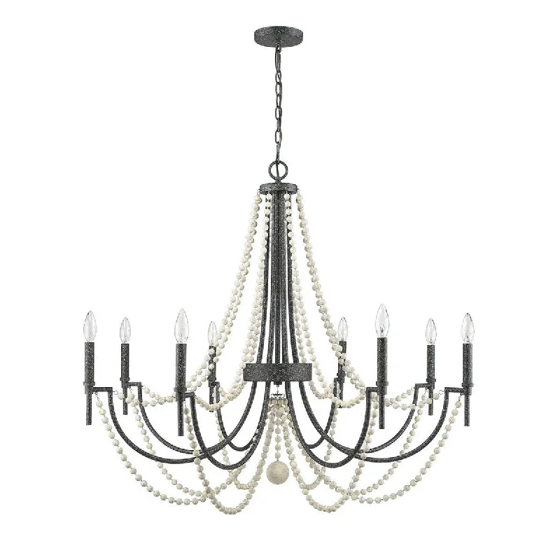 Chandeliers with Clear Crystal for a Sparkling EffectChandeliers with Clear Crystal for a Sparkling Effect8-Light Chandelier in Matte Black With White Wooden Beads Chandeliers with Clear Crystal for a Sparkling EffectChandeliers with Clear Crystal for a Sparkling Effect8-Light Chandelier in Matte Black With White Wooden Beads