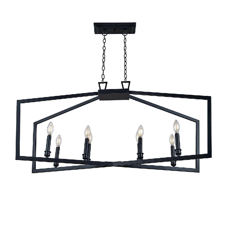 Chandeliers with Frosted Glass for a Softer Light DiffusionChandeliers with Frosted Glass for a Softer Light Diffusion8 Light Island Chandelier in Black Finish - 20.25"H x 42"W x 12.75"D Chandeliers with Frosted Glass for a Softer Light DiffusionChandeliers with Frosted Glass for a Softer Light Diffusion8 Light Island Chandelier in Black Finish - 20.25"H x 42"W x 12.75"D