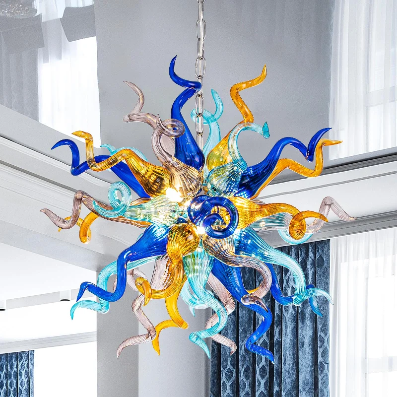 Chandeliers with Adjustable Height for Custom InstallationChandeliers with Adjustable Height for Custom InstallationSputnik Blown Glass Chandelier Multi-color Chihuly Style Chandeliers with Adjustable Height for Custom InstallationChandeliers with Adjustable Height for Custom InstallationSputnik Blown Glass Chandelier Multi-color Chihuly Style