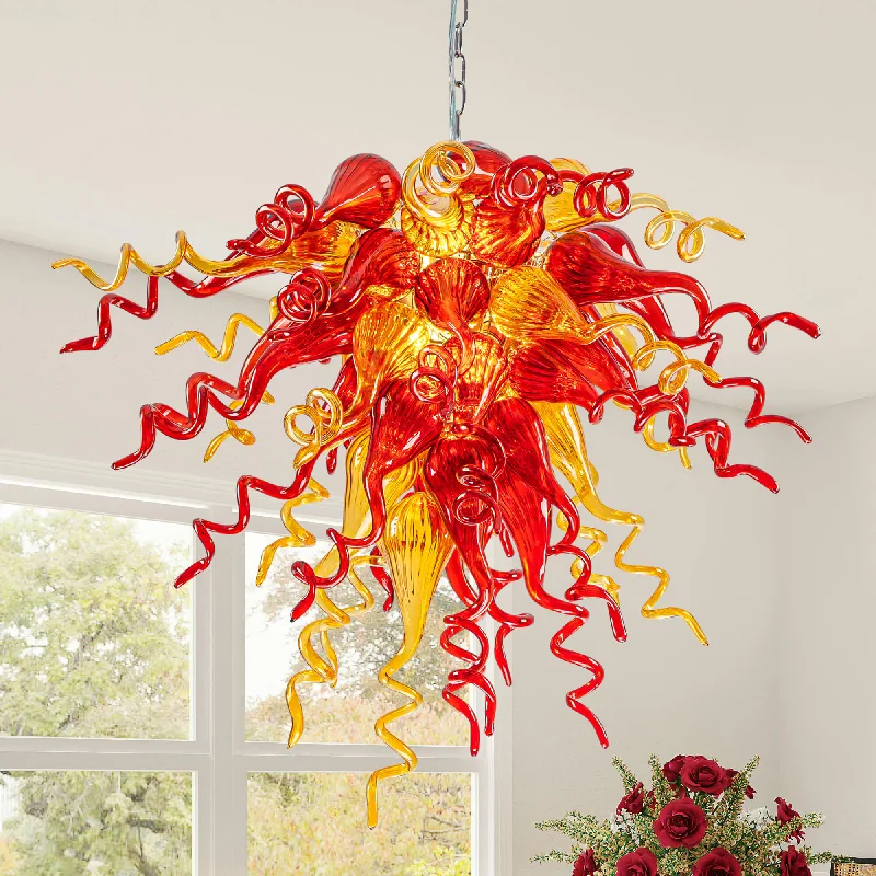 Chandeliers for Dining Rooms to Set the Mood for MealsChandeliers for Dining Rooms to Set the Mood for MealsSun Flare Blown Glass Chandelier Chihuly Style Red With Amber Chandeliers for Dining Rooms to Set the Mood for MealsChandeliers for Dining Rooms to Set the Mood for MealsSun Flare Blown Glass Chandelier Chihuly Style Red With Amber