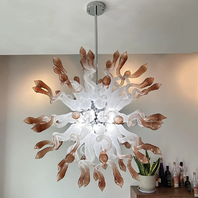 Chandeliers for Low Ceilings to Avoid OvercrowdingChandeliers for Low Ceilings to Avoid OvercrowdingSputnik Shape Blown Glass Chandelier White With Brown Peach End Chandeliers for Low Ceilings to Avoid OvercrowdingChandeliers for Low Ceilings to Avoid OvercrowdingSputnik Shape Blown Glass Chandelier White With Brown Peach End