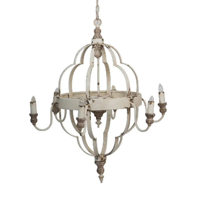 Chandeliers with Metal Frames in Copper FinishChandeliers with Metal Frames in Copper FinishDistressed White and Natural 6-Light Chandelier
