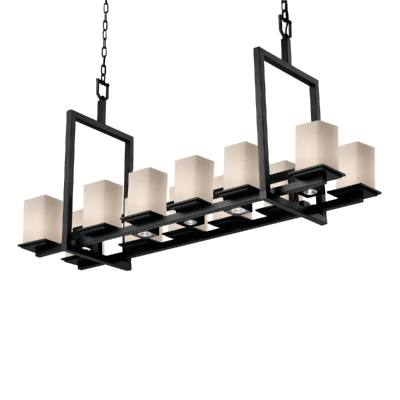 Victorian - Inspired Chandeliers with Ornate DetailsVictorian - Inspired Chandeliers with Ornate DetailsFusion Montana Matte Black Bridge Chandelier (Short), Opal Square w/ Flat Rim Shade Victorian - Inspired Chandeliers with Ornate DetailsVictorian - Inspired Chandeliers with Ornate DetailsFusion Montana Matte Black Bridge Chandelier (Short), Opal Square w/ Flat Rim Shade