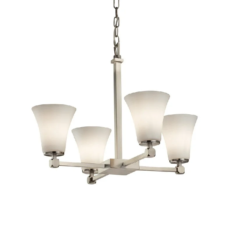 Minimalist Chandeliers for Sleek and Simple InteriorsMinimalist Chandeliers for Sleek and Simple InteriorsJustice Design Fusion Tetra 4-light Brushed Nickel Chandelier, Opal Round Flared Shade Minimalist Chandeliers for Sleek and Simple InteriorsMinimalist Chandeliers for Sleek and Simple InteriorsJustice Design Fusion Tetra 4-light Brushed Nickel Chandelier, Opal Round Flared Shade