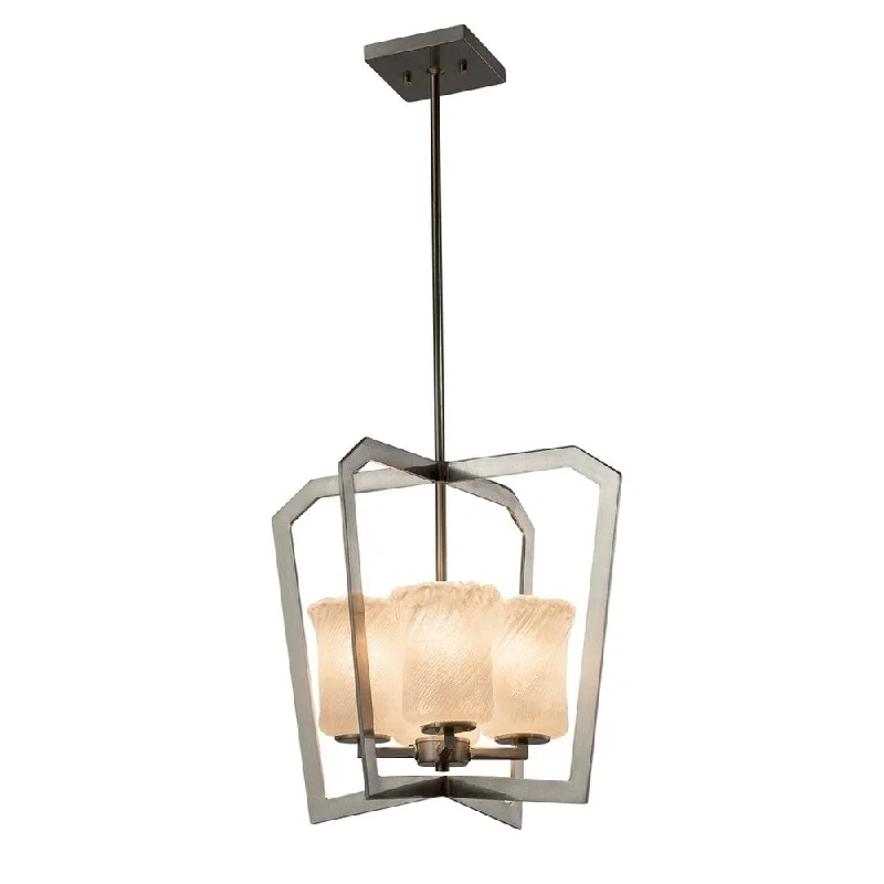 Chandeliers with Adjustable Height for Custom InstallationChandeliers with Adjustable Height for Custom InstallationJustice Design Veneto Luce Aria 4-light Brushed Nickel Chandelier, Whitewash Cylinder - Rippled Rim Shade