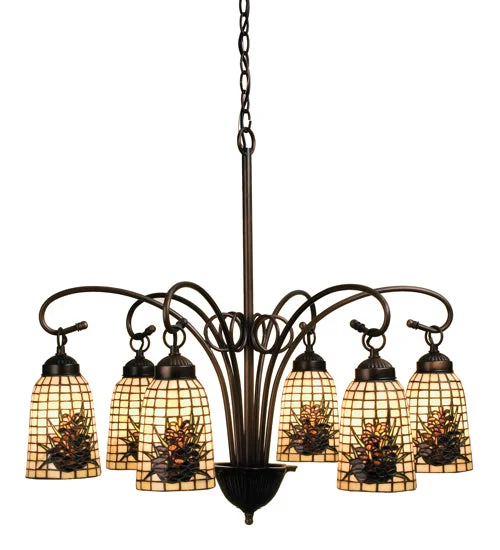 Chandeliers with Frosted Glass for a Softer Light DiffusionChandeliers with Frosted Glass for a Softer Light DiffusionMeyda Lighting 18669 28"W Pine Barons 6 LT Chandelier Chandeliers with Frosted Glass for a Softer Light DiffusionChandeliers with Frosted Glass for a Softer Light DiffusionMeyda Lighting 18669 28"W Pine Barons 6 LT Chandelier