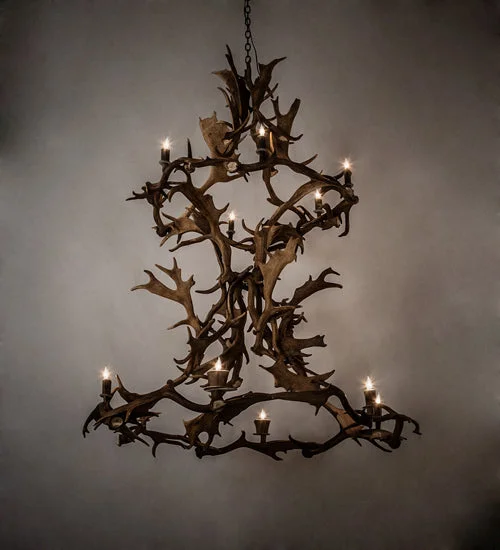 Chandeliers with Candle - Style Bulbs for a Classic AestheticChandeliers with Candle - Style Bulbs for a Classic AestheticMeyda Lighting 212274 52" Wide Antlers Fallow Deer 12 Light Two Tier Chandelier