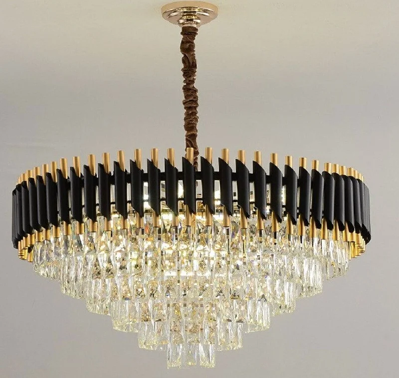 Ceiling - Mounted Chandeliers for Standard CeilingsCeiling - Mounted Chandeliers for Standard CeilingsModern Crystal Black Gold Chandelier With Matching Wall Lights~4118 Ceiling - Mounted Chandeliers for Standard CeilingsCeiling - Mounted Chandeliers for Standard CeilingsModern Crystal Black Gold Chandelier With Matching Wall Lights~4118