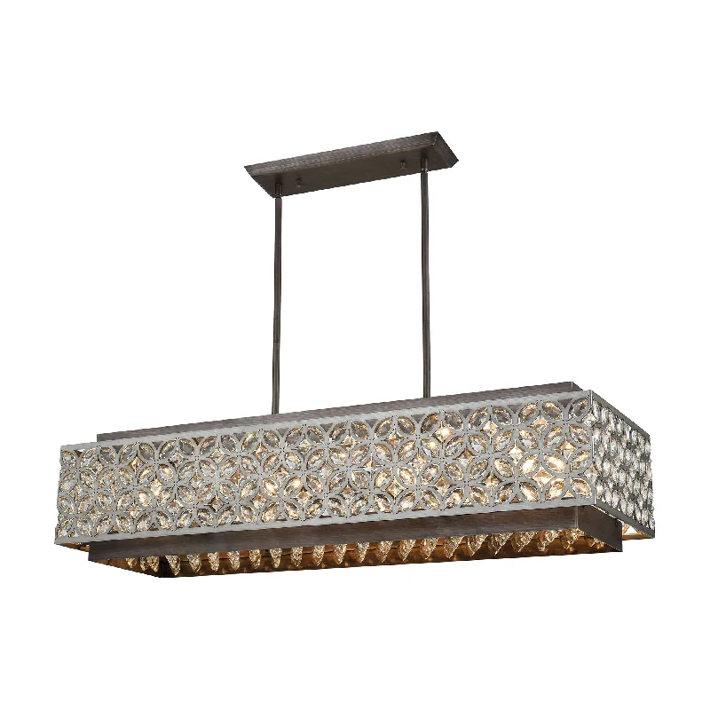 Chandeliers with Metal Frames in Copper FinishChandeliers with Metal Frames in Copper FinishRosslyn 8-Light Linear Chandelier in Weathered Zinc and Matte Silver with Crystal and Metalwork ELK Lighting Chandeliers with Metal Frames in Copper FinishChandeliers with Metal Frames in Copper FinishRosslyn 8-Light Linear Chandelier in Weathered Zinc and Matte Silver with Crystal and Metalwork ELK Lighting