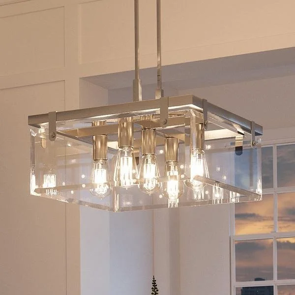 Chandeliers with Murano Glass for a High - End Artistic TouchChandeliers with Murano Glass for a High - End Artistic TouchUHP2445 Modern Farmhouse Square Chandelier, 13-3/4"H x 22-3/4"W SQ, Brushed Nickel Finish, Bristol Collection Chandeliers with Murano Glass for a High - End Artistic TouchChandeliers with Murano Glass for a High - End Artistic TouchUHP2445 Modern Farmhouse Square Chandelier, 13-3/4"H x 22-3/4"W SQ, Brushed Nickel Finish, Bristol Collection
