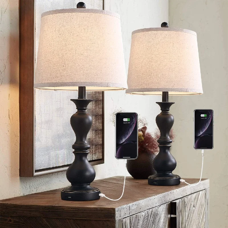 modern minimalist table lamps for contemporary living roomsmodern minimalist table lamps for contemporary living rooms26" Farmhouse Table Lamp Set of 2, Traditional Table Lamp with 2 USB Ports Rustic Bedside Lamp, Black Table Lamp