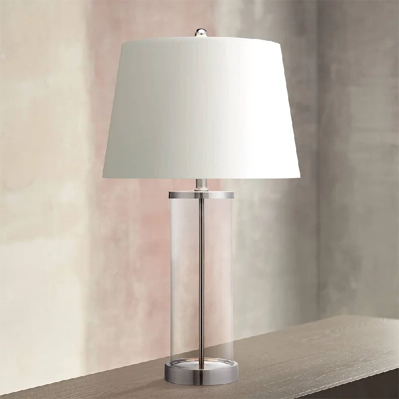 wooden table lamps with natural grain for a warm and organic feelwooden table lamps with natural grain for a warm and organic feelCoastal Table Lamp Glass Cylinder Steel Fillable White for Living Room - 15" x 26"