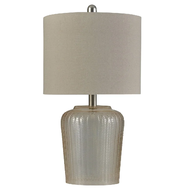 victorian style table lamps with ornate details for traditional homesvictorian style table lamps with ornate details for traditional homesElyse Champagne Accent Lamp - Iradesent Colored Finish - Oatmeal Fabric
