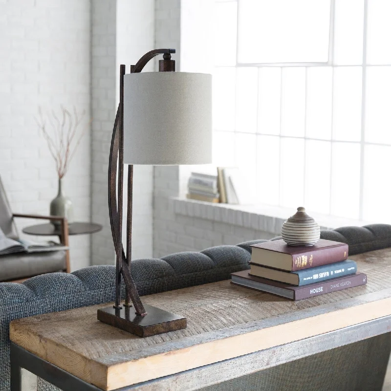 leather table lamps with a distressed texture for a rugged charmleather table lamps with a distressed texture for a rugged charmHaliene Table Lamp with Brown Base and White Shade