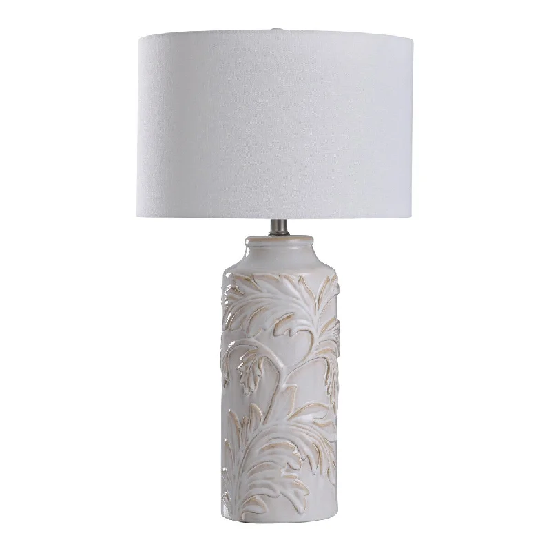 glass table lamps with a frosted surface for soft light diffusionglass table lamps with a frosted surface for soft light diffusionMirfield Beige Leaf Embossed Pattern Cylinder Table Lamp