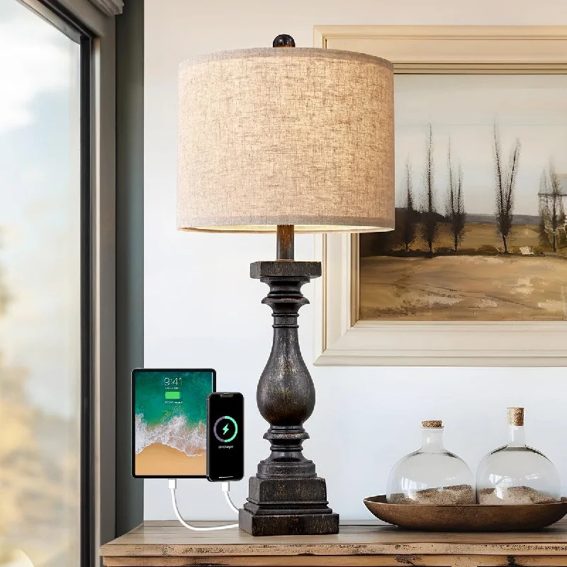art deco table lamps with geometric shapes for a retro touchart deco table lamps with geometric shapes for a retro touchRetro 27.5" USB Charging Ports A/C Farmhouse Single Lamps for Bedrooms Retro Side Table Lamps Bedside Lamp
