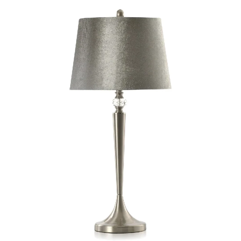 rustic farmhouse table lamps for cozy kitchensrustic farmhouse table lamps for cozy kitchensStyleCraft Enoch Steel and Crystal Buffet and/or Table Lamp with Velor and Suede Shade