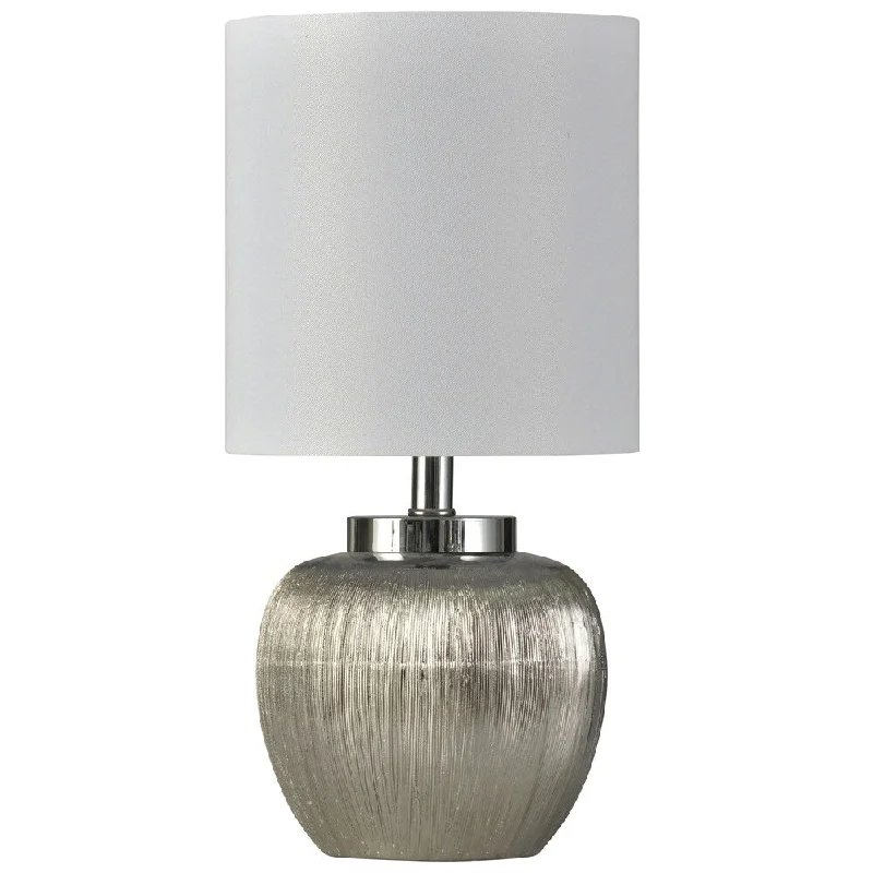 modern minimalist table lamps for contemporary living roomsmodern minimalist table lamps for contemporary living roomsStyleCraft Etched Silver Ceramic Table Lamp with White Cylinder Shade