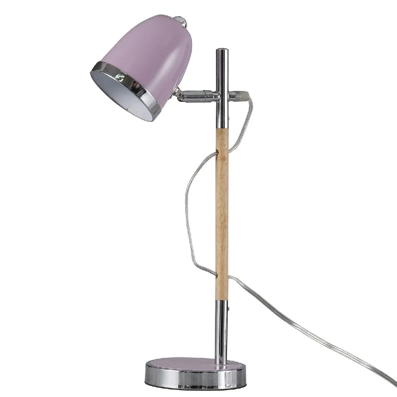 wooden table lamps with natural grain for a warm and organic feelwooden table lamps with natural grain for a warm and organic feelStyleCraft Farrah Iris Bloom Purple and Pink Task Lamp with an On/Off Switch on a Clear Cord