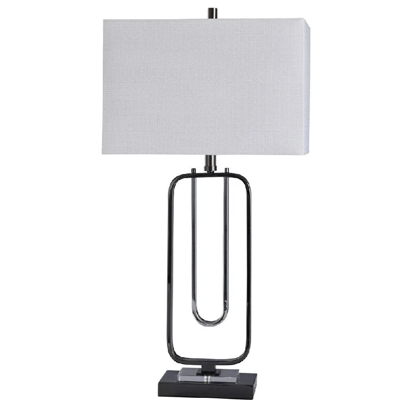 metal table lamps with a matte black finish for a sleek appearancemetal table lamps with a matte black finish for a sleek appearanceStyleCraft New Castle Black and Polished Chrome U-Bend Table Lamp