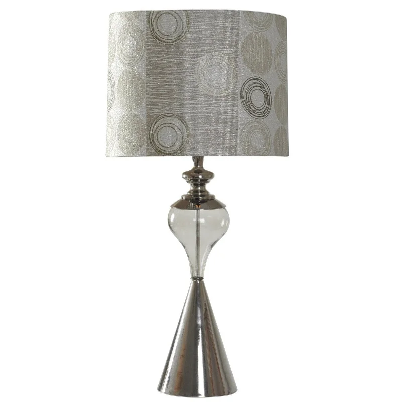 wooden table lamps with natural grain for a warm and organic feelwooden table lamps with natural grain for a warm and organic feelStyleCraft Retro Starlight Contemporary Round Table Lamp with Steel Cone Base and Glass Center