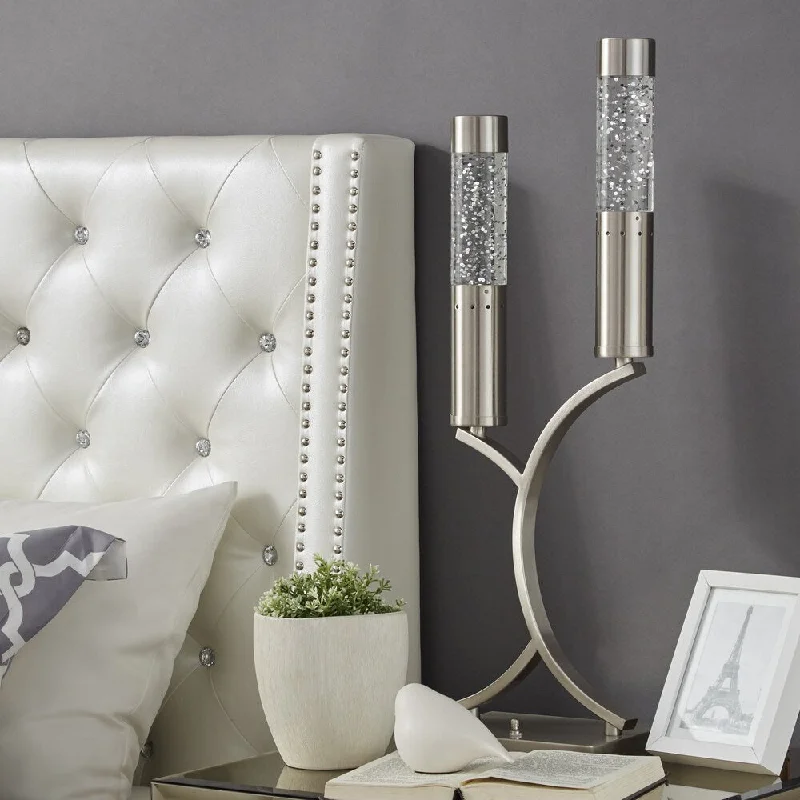 metal table lamps with a matte black finish for a sleek appearancemetal table lamps with a matte black finish for a sleek appearanceThane Modern Branch Sparkling Nickel Finish Table Lamp by iNSPIRE Q Bold - Silver