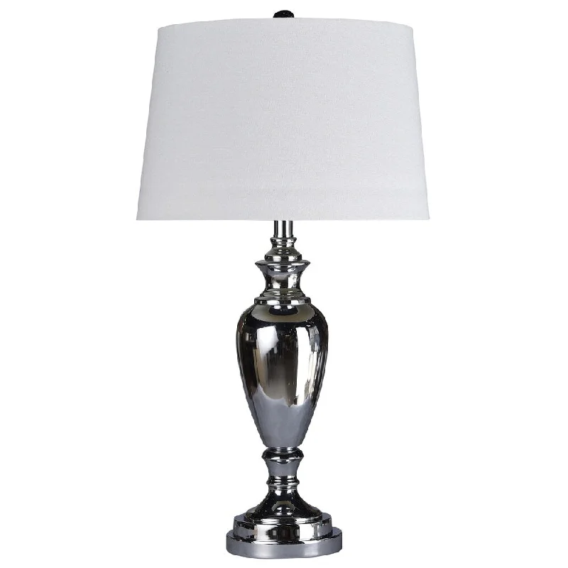 metal table lamps with a matte black finish for a sleek appearancemetal table lamps with a matte black finish for a sleek appearanceTransitional Polished Chrome Table Lamp - White Shade