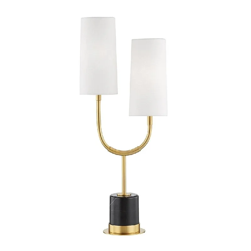 bohemian table lamps with colorful patterns for eclectic bedroomsbohemian table lamps with colorful patterns for eclectic bedroomsVesper 2-light Aged Brass and Black Table Lamp, White Linen